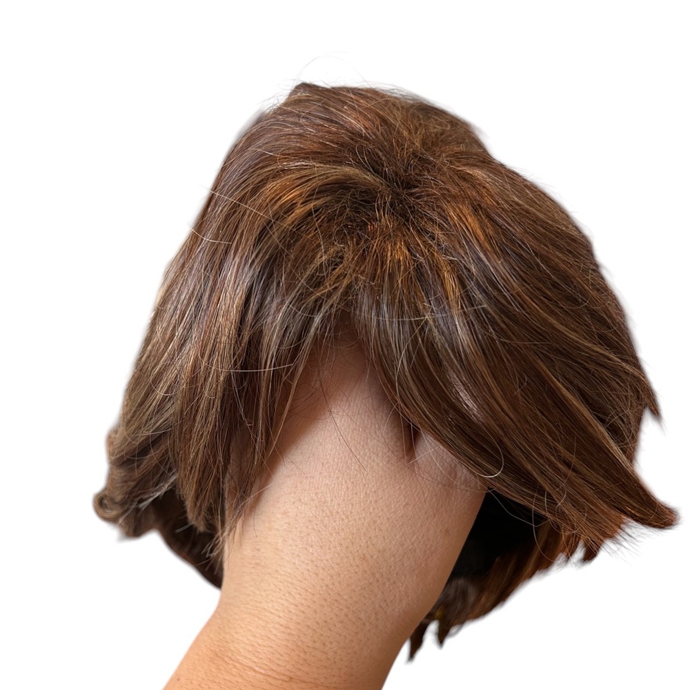 New-Brown hair with blonde highlights short hair wig